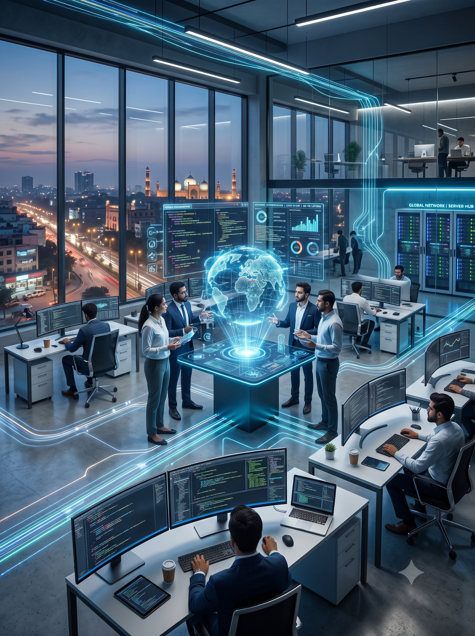 AI technology and modern software development workspace